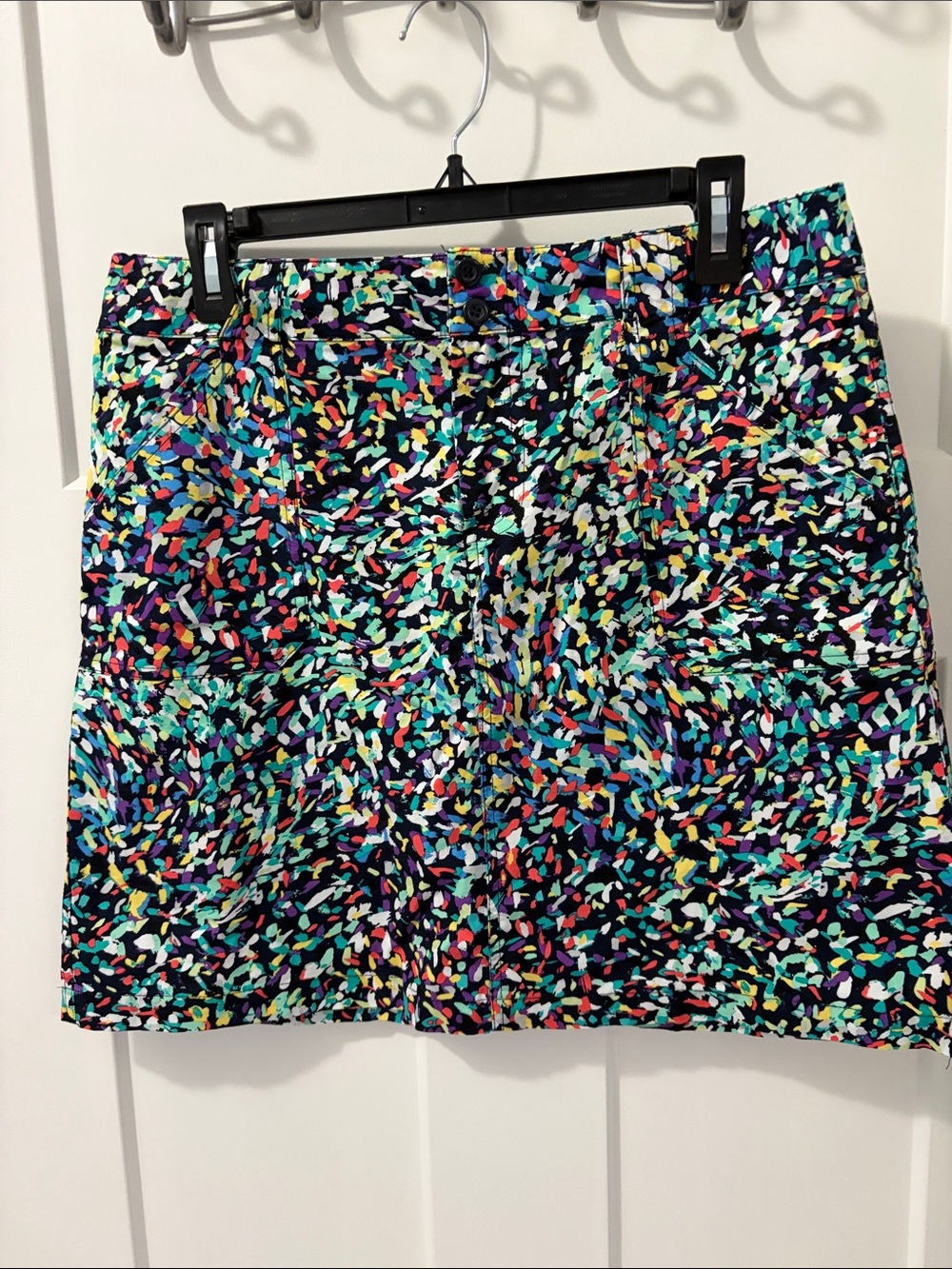 Christopher & Banks Black Multicolor Confetti Mini Skort